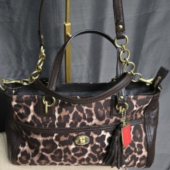 Coach Brown Leopard Print Shoulder Bag large & Beautiful